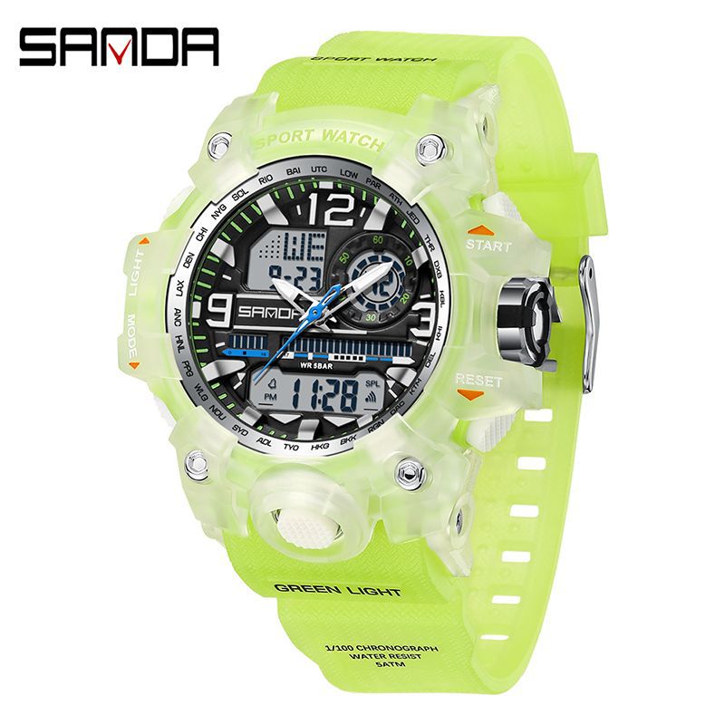 Sanda Fashionable And Cool Watch Men'S Outdoor Swimming Sports Waterproof Watch Junior High School Students Multi-Functional Dual Display Electronic Watch - Image 1